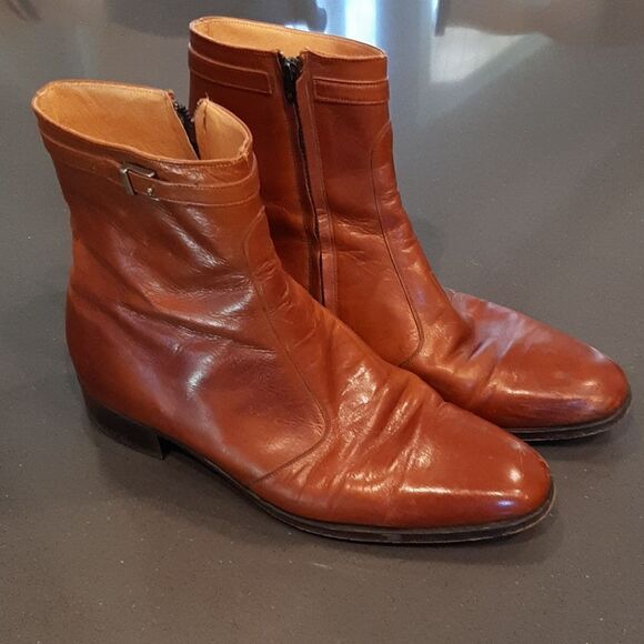 Freeman Brown 10M Leather Ankle Booties - Picture 1 of 12